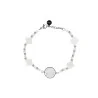 Bracelet nacre et acier avec croix et médaille de la Vierge