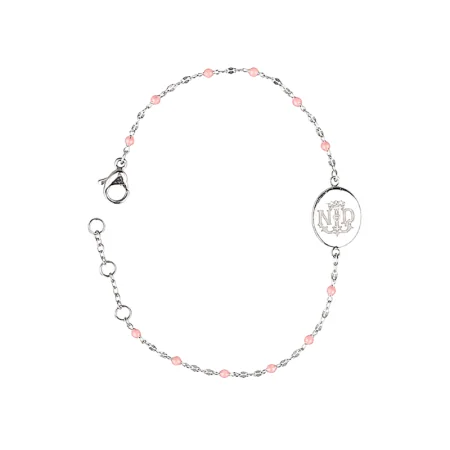 Bracelet en acier Médaille Miraculeuse et perles roses