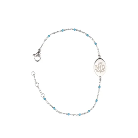 Steel bracelet with a Miraculous Medal and blue beads