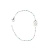 Steel bracelet with a Miraculous Medal and blue beads