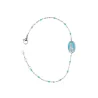 Steel bracelet with a Miraculous Medal and blue beads