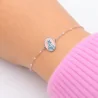 Bracelet en acier Médaille Miraculeuse et perles roses