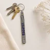 Porte clés lanière "Lourdes" avec strass argenté