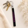 Porte clés lanière "Lourdes" avec strass noir