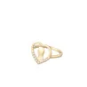 Anello traforato placcato oro con la Vergine Maria di profilo e strass