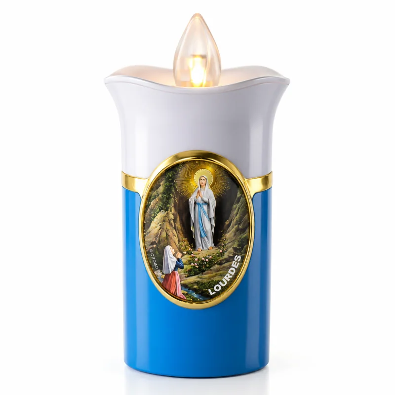 Bougie votive de Lourdes électrique avec des piles 14cm Bougie votive de Lourdes électrique avec des piles 14cm