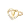 Openwork Gold-Plated Ring with Profile of the Virgin Mary and Rhinestones