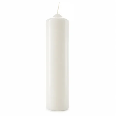 Candela bianca per battesimo decorata 5x20cm