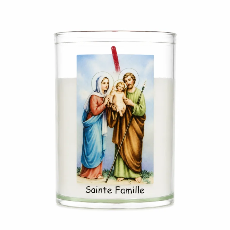 Bougie veilleuse de la Sainte Famille avec prière