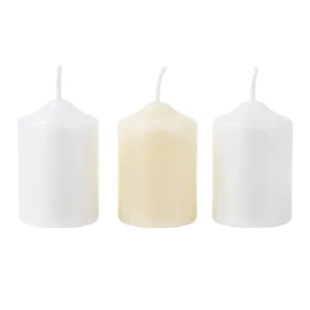 3 pieces set Lourdes Apparition round religious candles 6 cm