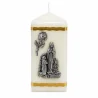 Candela religiosa quadrata Apparizione di Lourdes argentata 6 cm