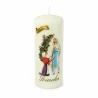 Lourdes Apparition and rose bush round religious candle 15 cm