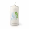 Candela bianca con citazioni e decorazioni religiose 15x6cm