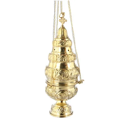 Liturgical censer for hanging, in gilded metal