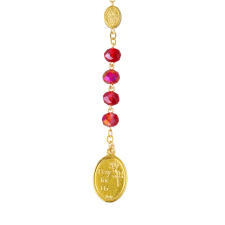 Chapelet de Saint Michel doré et perles rouges avec prière