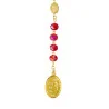 Chapelet de Saint Michel doré et perles rouges avec prière