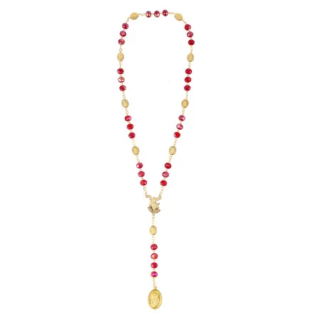 Chapelet de Saint Michel doré et perles rouges avec prière
