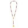 Chapelet de Saint Michel doré et perles rouges avec prière