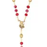 Chapelet de Saint Michel doré et perles rouges avec prière