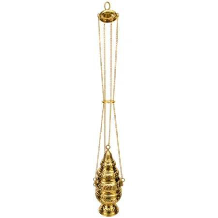 Liturgical censer for hanging, in gilded metal