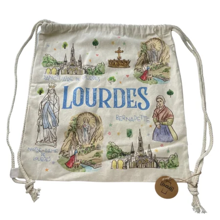 Zaino a sacchetto con vedute di Lourdes 40x40 cm