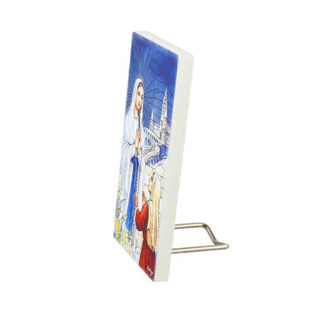 Cornice in legno dell’Apparizione di Lourdes con effetto vetrata 6x12 cm