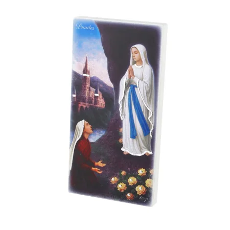 Cornice in legno dell’Apparizione di Lourdes a colori 6x12 cm