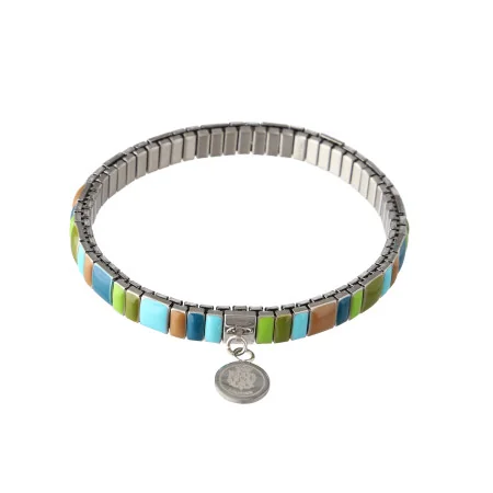 Bracelet coloré avec médaille bleue de la Vierge Marie