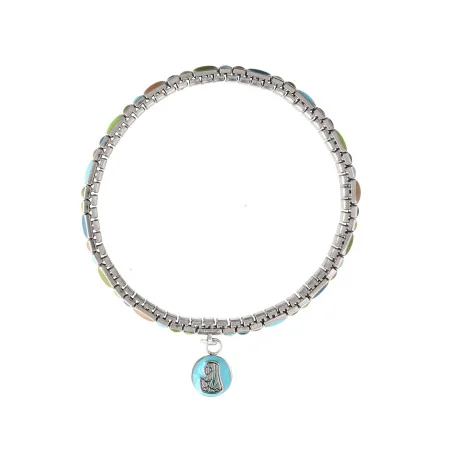 Bracelet coloré avec médaille bleue de la Vierge Marie