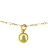 Collana in acciaio dorato con perline bianche e medaglia di Nostra Signora