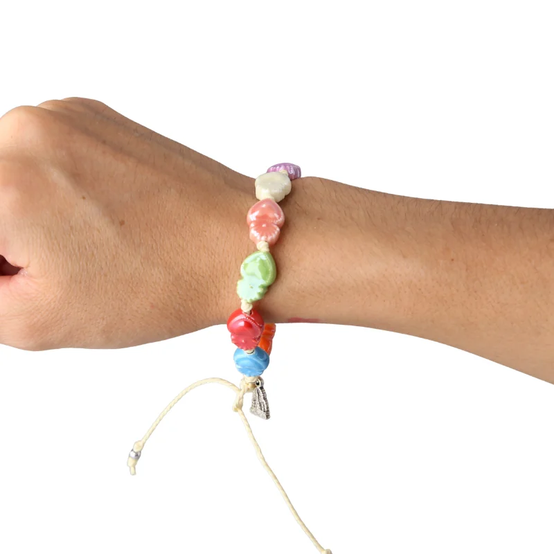 Bracelet Coeur Sacré Ex-voto colorées avec médaille de Lourdes