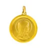 Round-shaped gold-plated medal, Our Lady Portrait and Lourdes Apparition