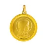 Round-shaped gold-plated medal, Our Lady Portrait and Lourdes Apparition