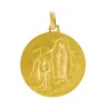 Round-shaped gold-plated medal, Our Lady Portrait and Lourdes Apparition