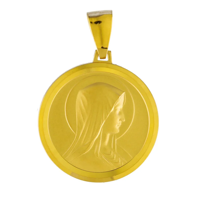 Médaille Vierge Marie revers Apparition de Lourdes 30 mm Plaqué Or