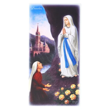 Cornice in legno dell’Apparizione di Lourdes a colori 6x12 cm