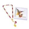 Chapelet de Saint Michel doré et perles rouges avec prière