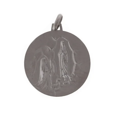Silver medal double sided Holy Mary in profile and Apparition 25 mm