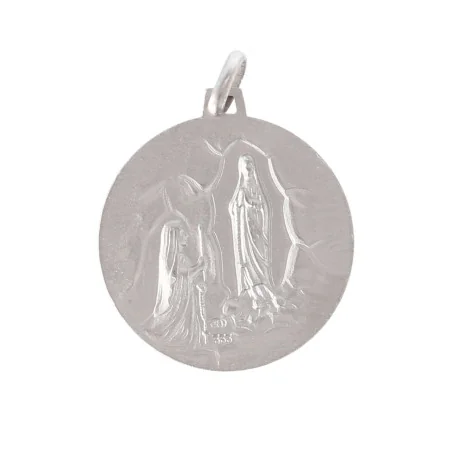 Silver medal double sided Holy Mary in profile and Apparition 25 mm