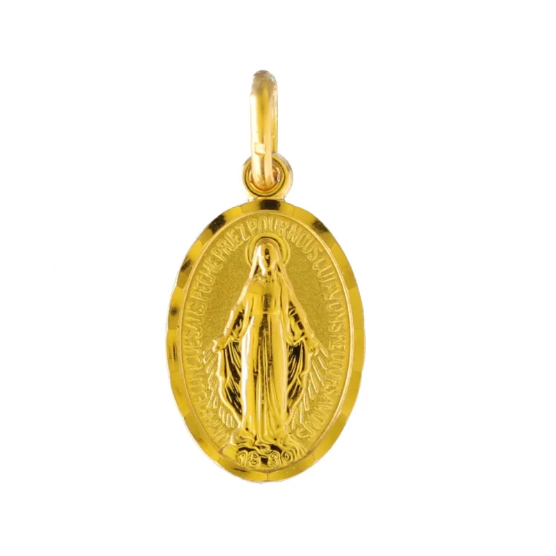 Médaille Miraculeuse brillante en plaqué or 15mm