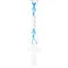 Chapelet en bois blanc sur corde bleu et paters bleus