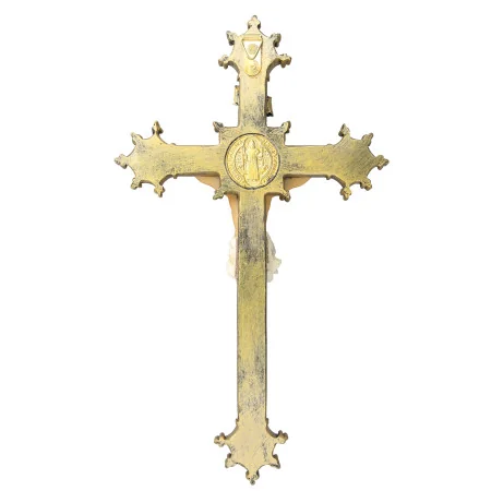 Crocifisso di San Benedetto decorato, 30 cm, in resina