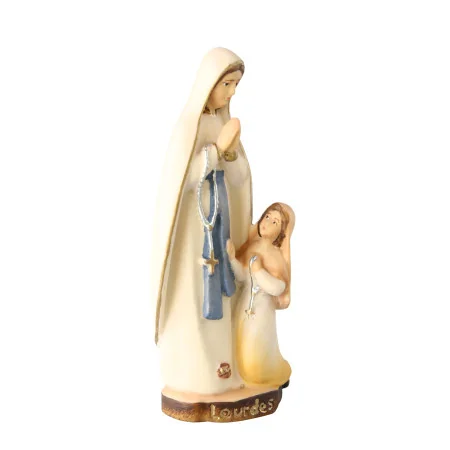 Painted wooden statue of the Apparition of Lourdes, 12cm
