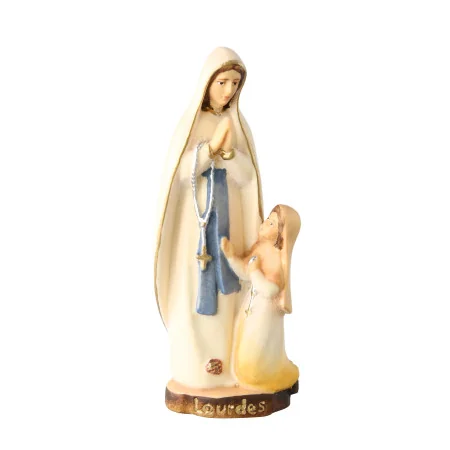 Painted wooden statue of the Apparition of Lourdes, 12cm