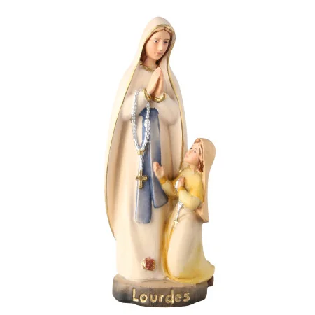 Statua dell’Apparizione di Lourdes in legno dipinto, 20 cm