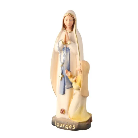 Statue de l'Apparition de Lourdes en bois peint 20cm