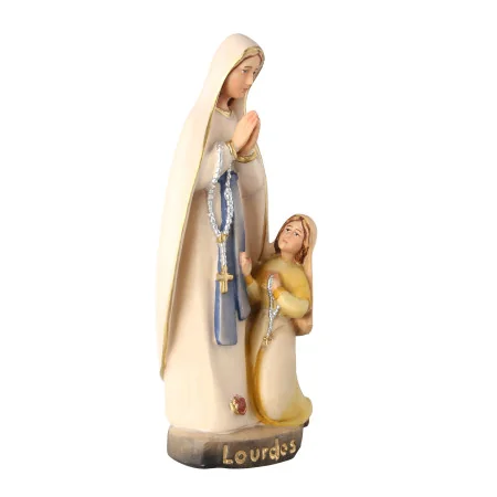 Statua dell’Apparizione di Lourdes in legno dipinto, 20 cm