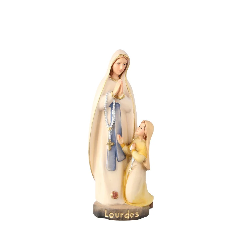 Statua dell’Apparizione di Lourdes in legno dipinto, 20 cm