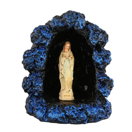 Statua di Nostra Signora di Lourdes nella Grotta di Massabielle con glitter