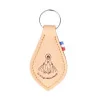Porte-clé de la Vierge Miraculeuse en cuir de couleur